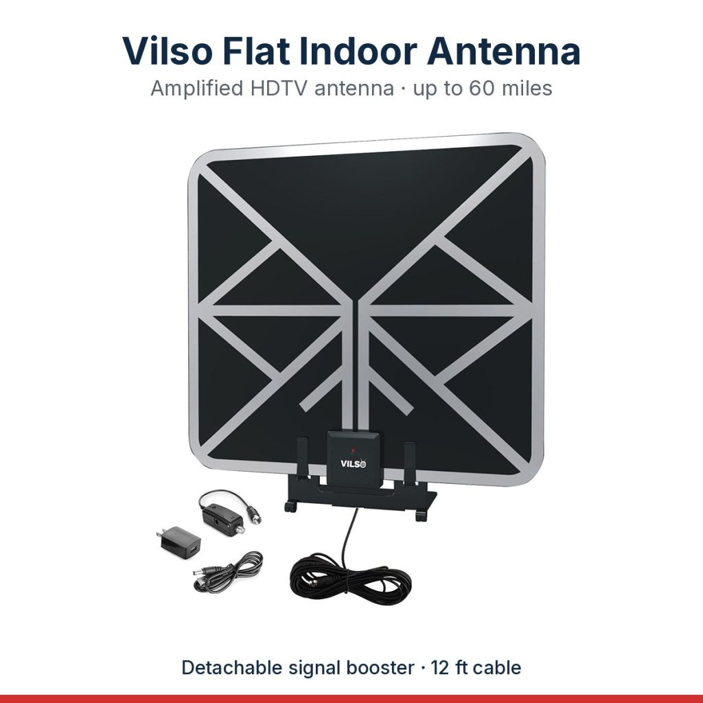 Vilso flat indoor antenna, 60 miles